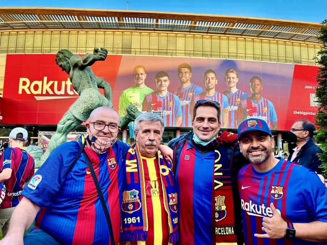 Penya members outside Camp Nou
