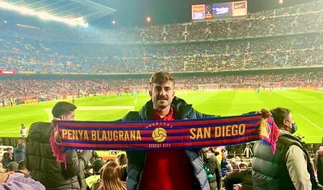 Penya members inside Camp Nou